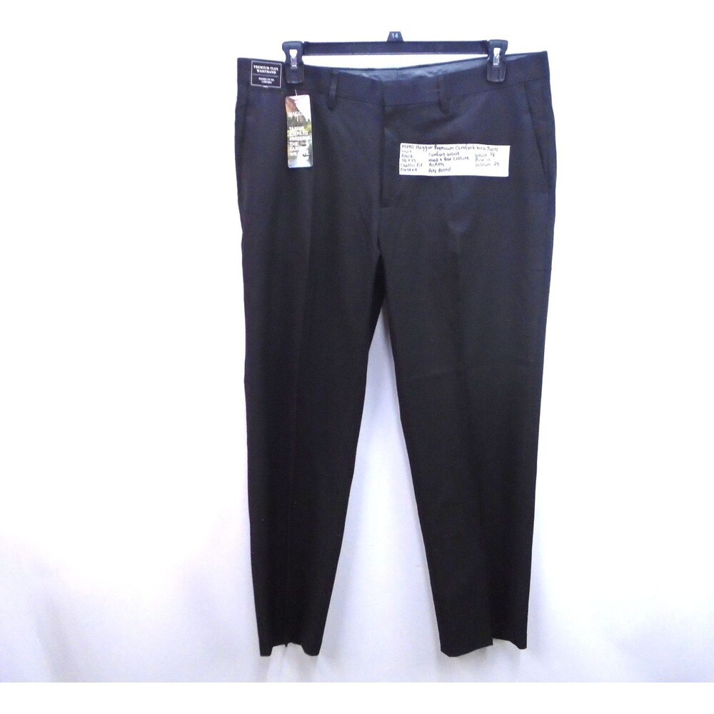 Haggar Premium Comfort Dress Pants Mens 38x29 NWT Black Straight Fit Stretch
